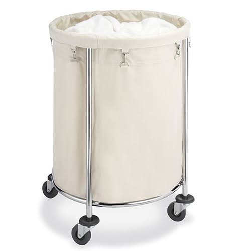 Chrome Round Laundry Hamper D570