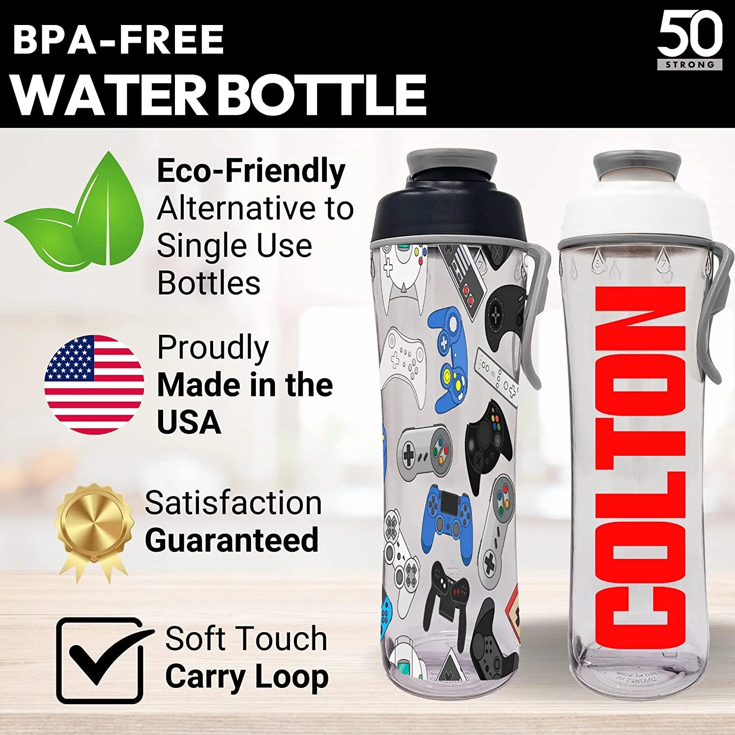 24oz BPA-Free Reusable Kids Water Bottle with Time Marker H99629