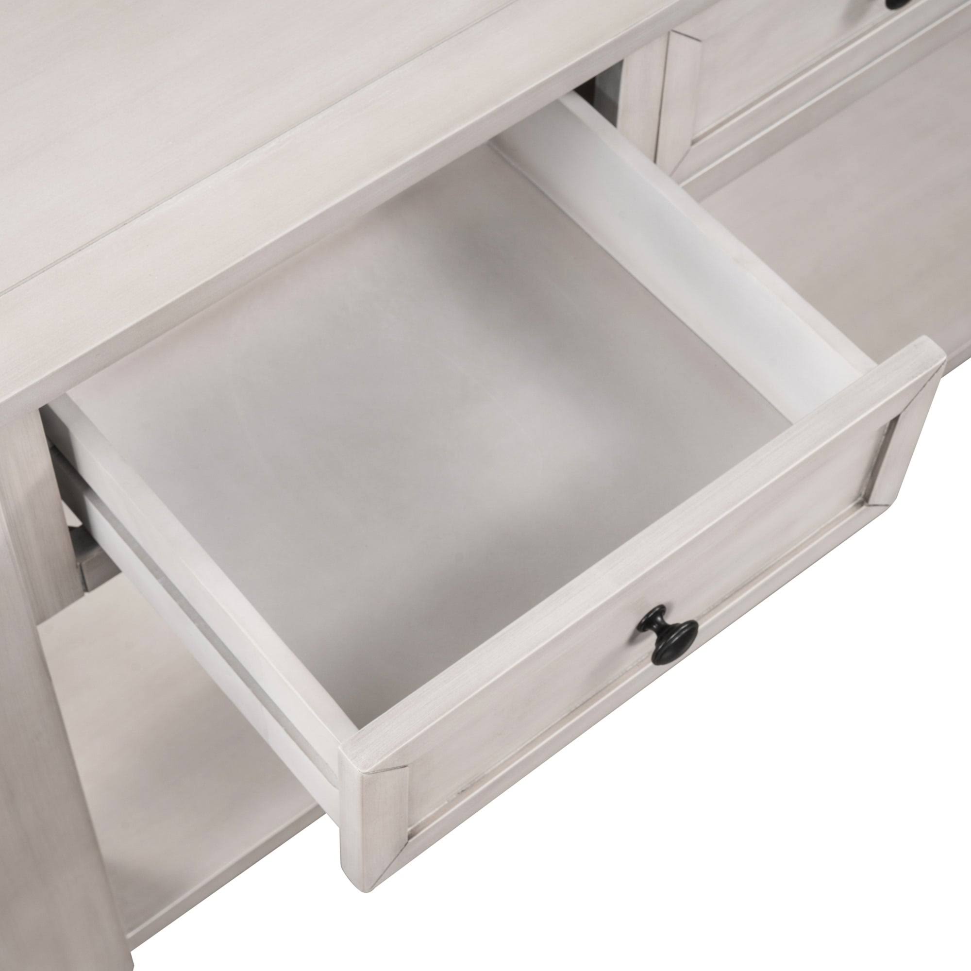 White 3 Drawer Console Table with Shelf Q987