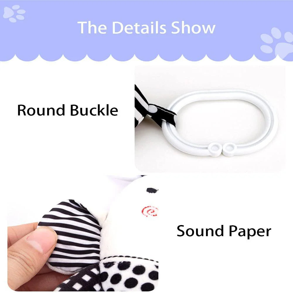 High Contrast Black and White Soft Plush Baby Rattle Toys B753435