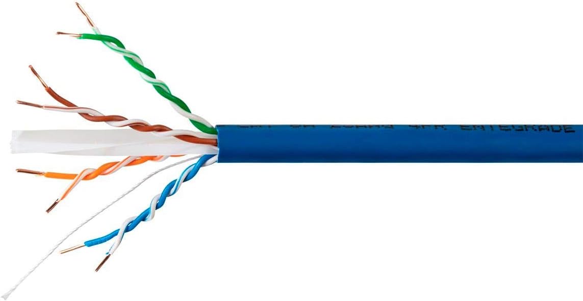 Cat6A Plus Bulk Ethernet Network Cable - 1000 feet - Blue - Bare Copper, 650MHz, UTP, Solid, Riser-Rated (CMR), 23AWG, 10G U446
