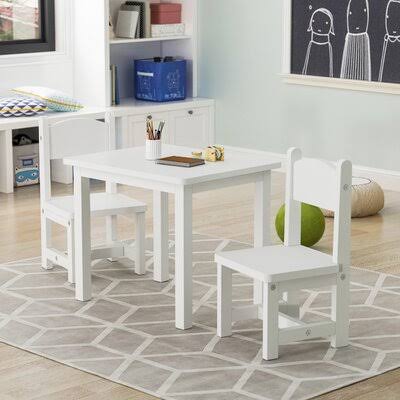 White 3 Piece Kids Activity Table and Chair Set Z105111