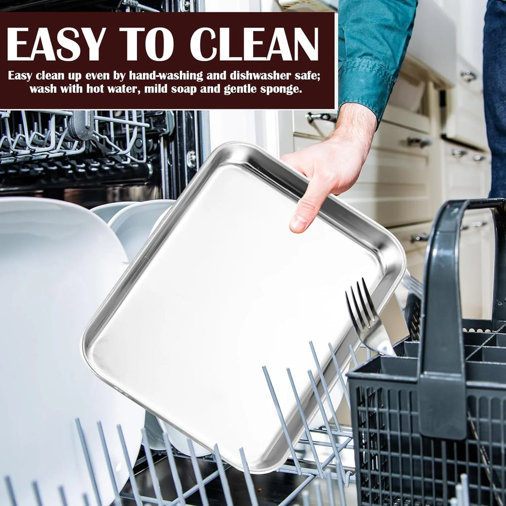 Set of 24 Stainless Steel Baking Sheet Pans 8 x 10 Inch E835249