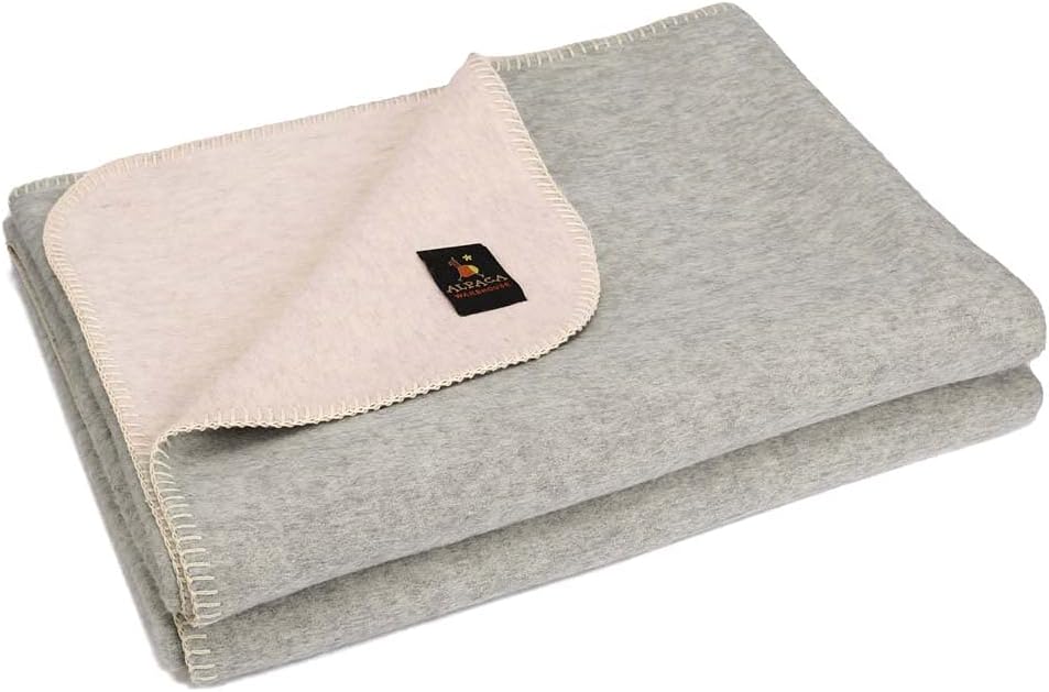 Twin Alpaca Wool Blanket in Orange - Dark Brown Stripes I861180
