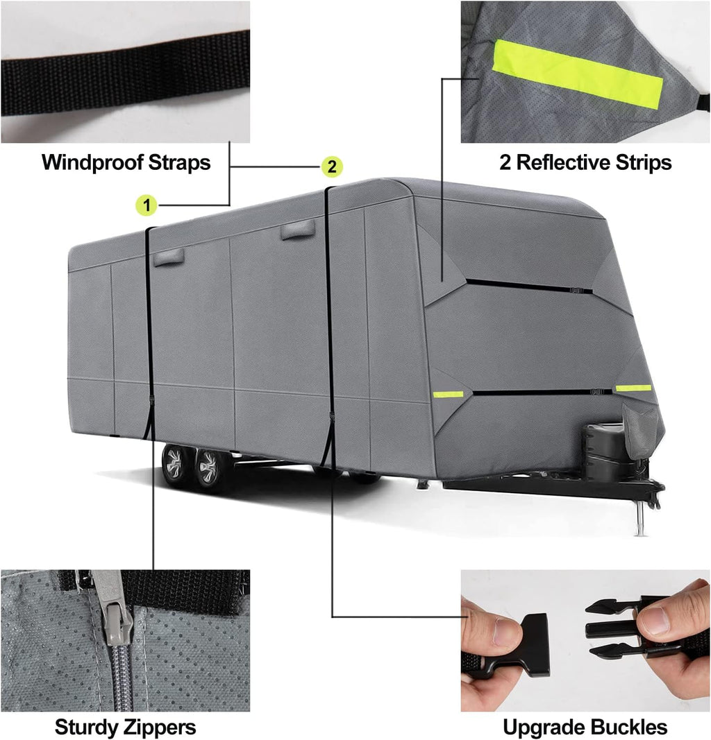 6 Layers RV Cover Anti-UV Windproof Ripstop Extra Thick Camper Cover I538
