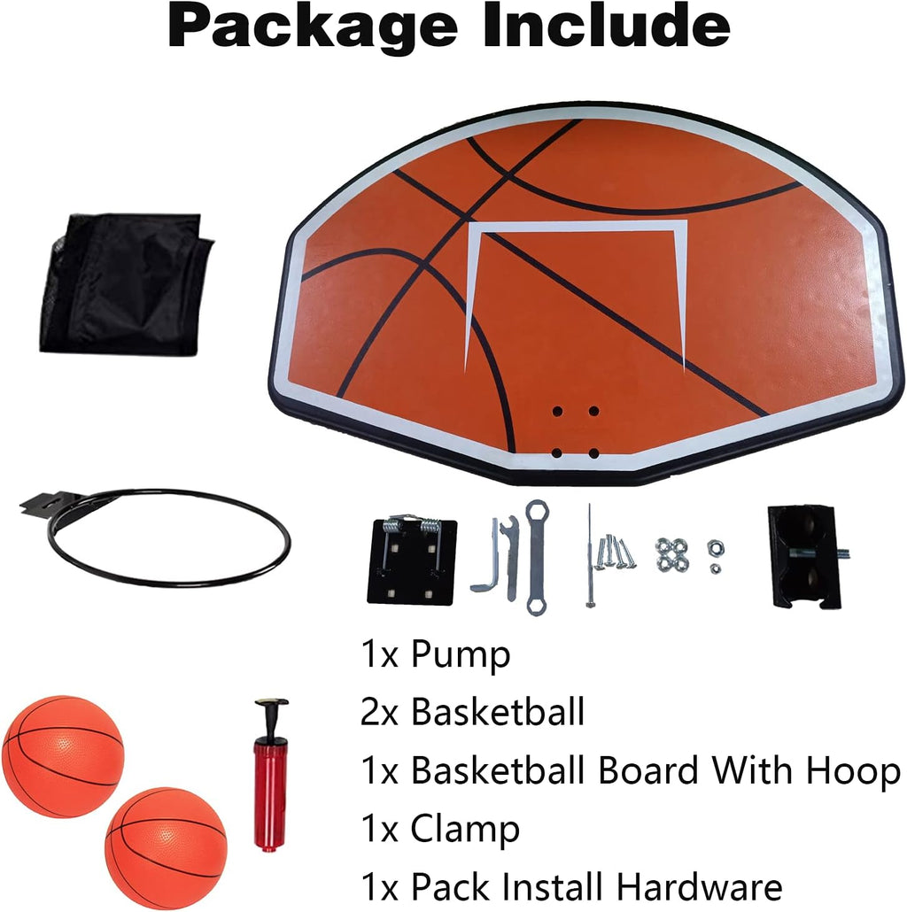 Trampoline Basketball Hoop with 2 Mini Ball and Pump, Metal Rim with Foam Protection R37517