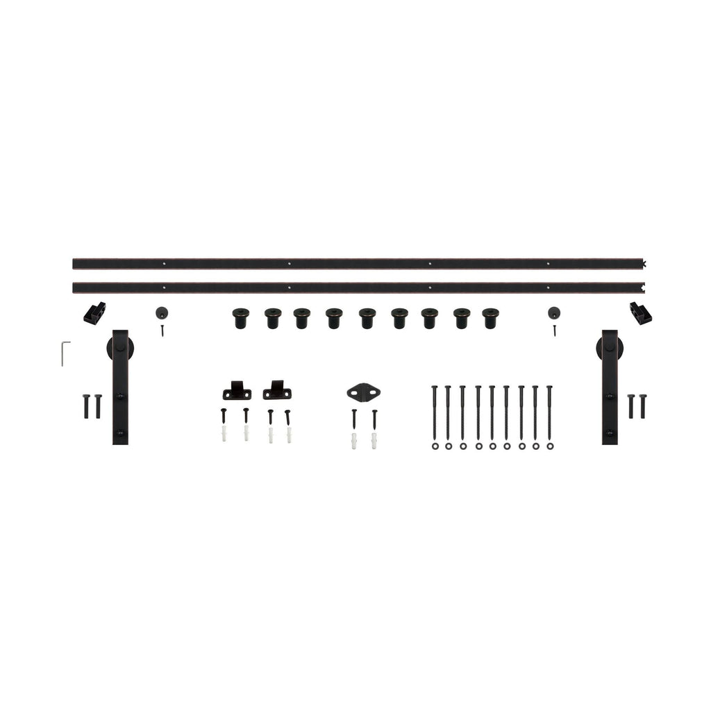 120x22 Bent Strap Barn Door Hardware Kit, Satin Nickel Y37956