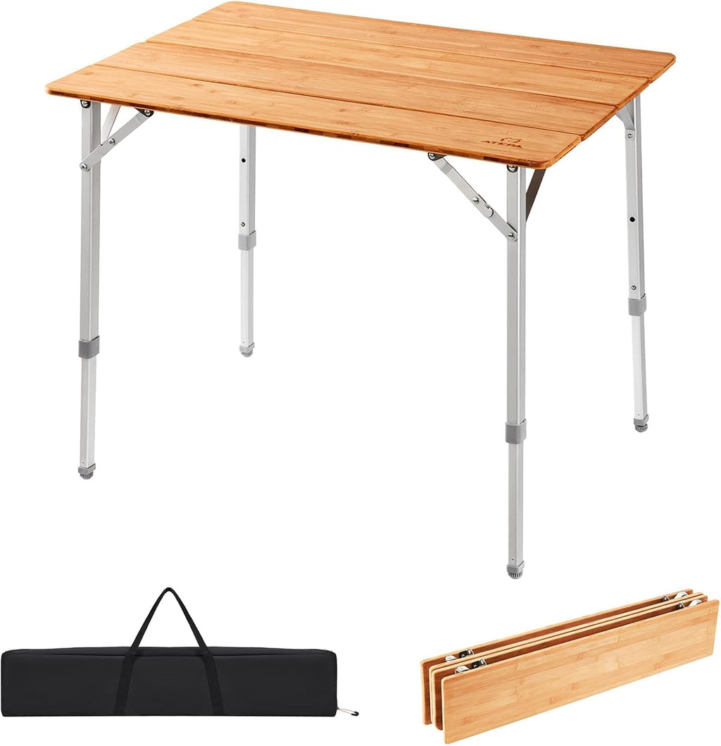 Bamboo Folding Camping Table with Carry Bag A50313