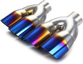 2.25 inch Inlet 3.5 inch Outlet Stainless Steel Angle Cut 2-Packs PVD Blue Exhaust Tip W8601
