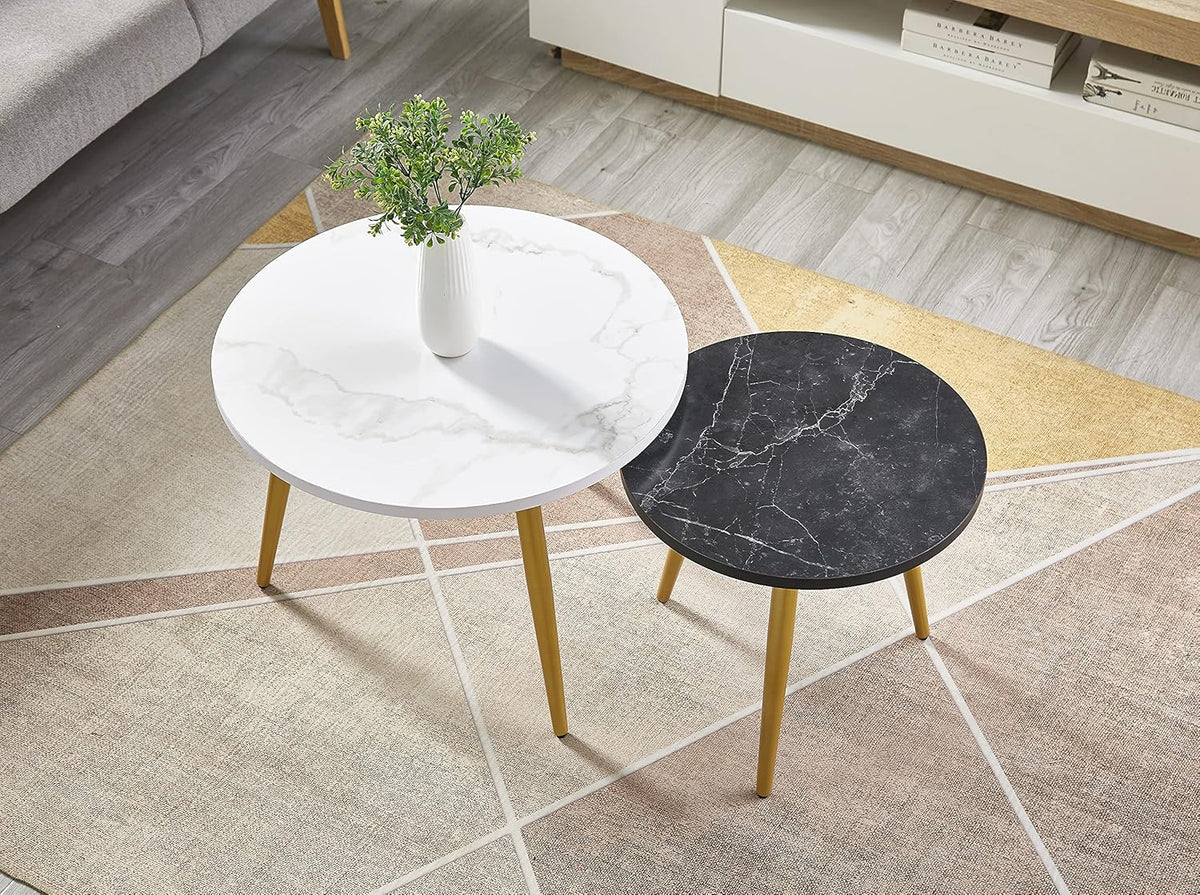 Nesting End Coffee Table Set of 2, White/Black Y84045