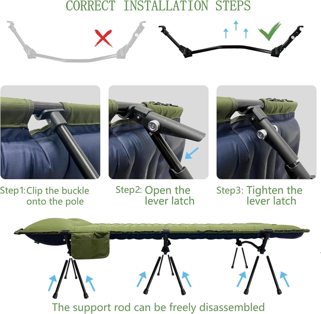 Army Green Camping Cot with Support Air Bed M46031