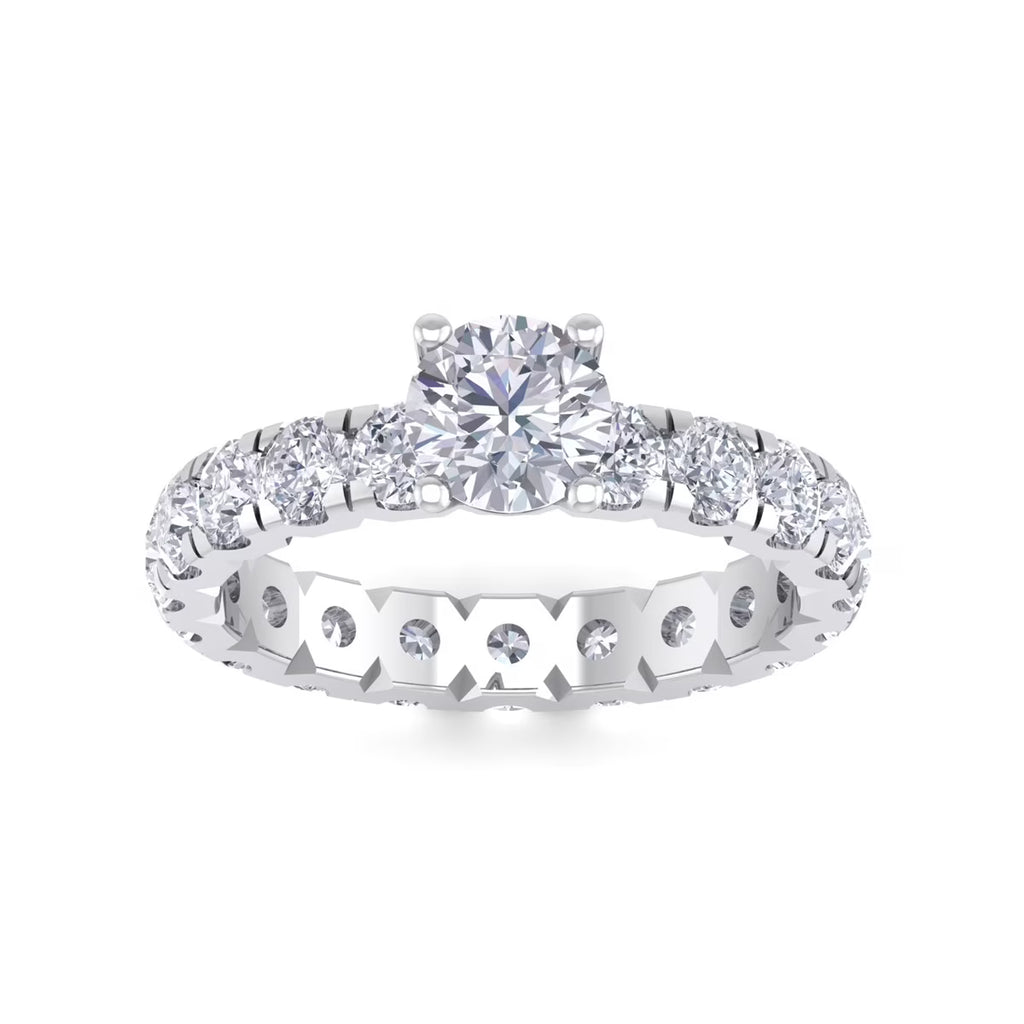 3 Carat Round Shape Moissanite Eternity Ring in 14 Karat White Gold Y43595