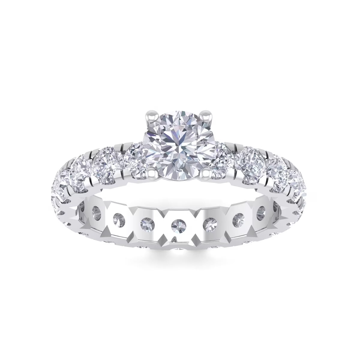 3 Carat Round Shape Moissanite Eternity Ring in 14 Karat White Gold Y43595
