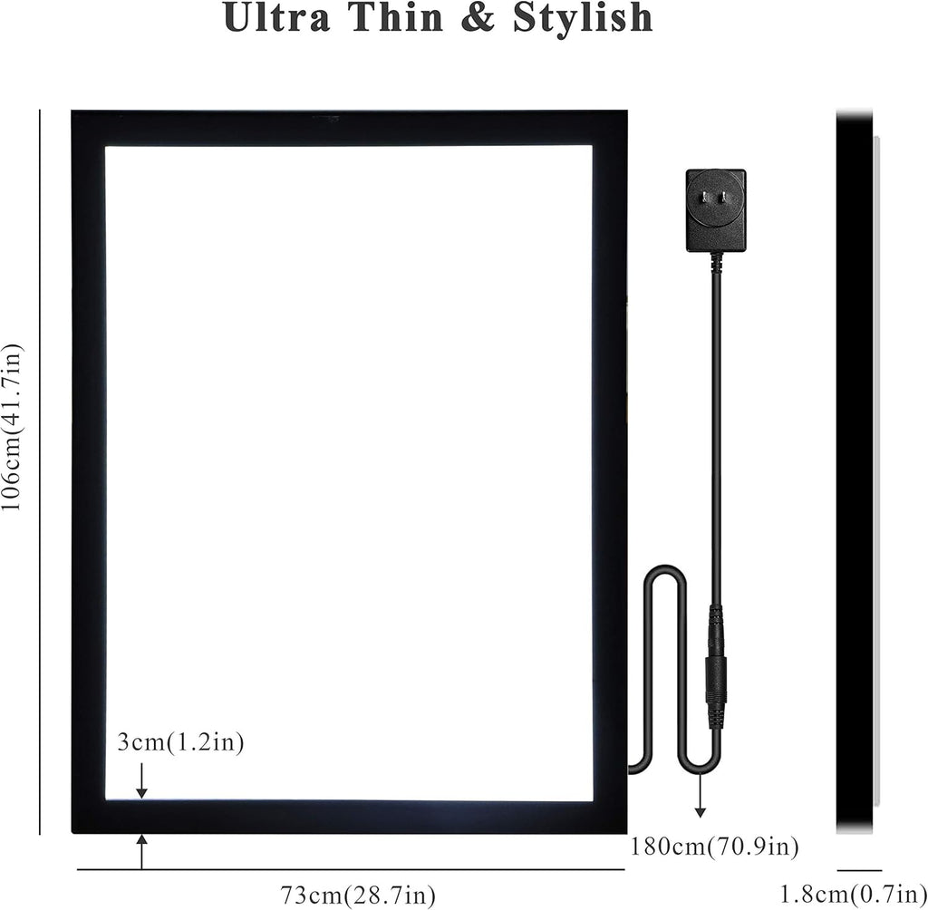 27" x 40" LED Light Box Frame in Black Aluminum Profile P642