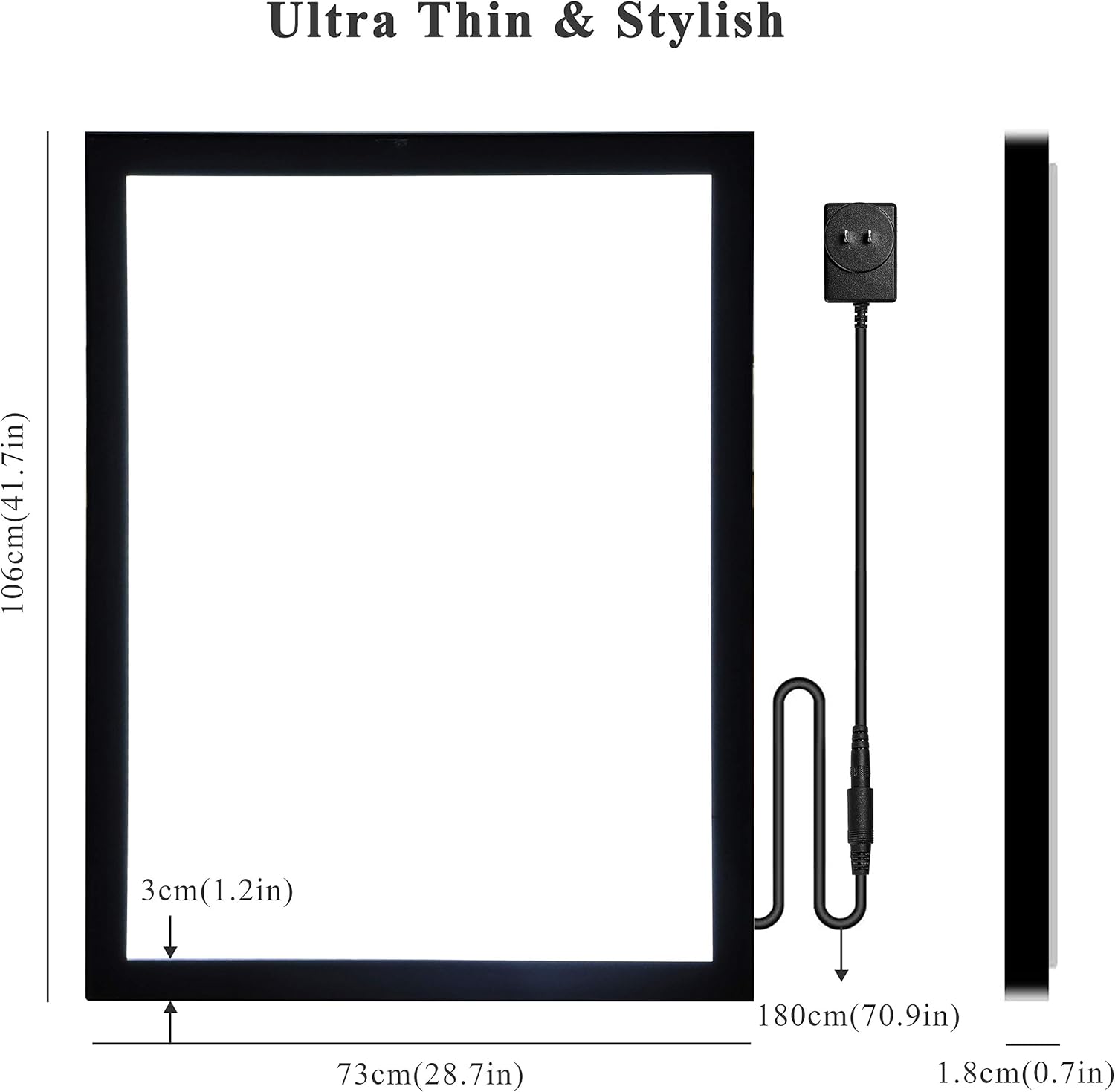 27" x 40" LED Light Box Frame in Black Aluminum Profile P642