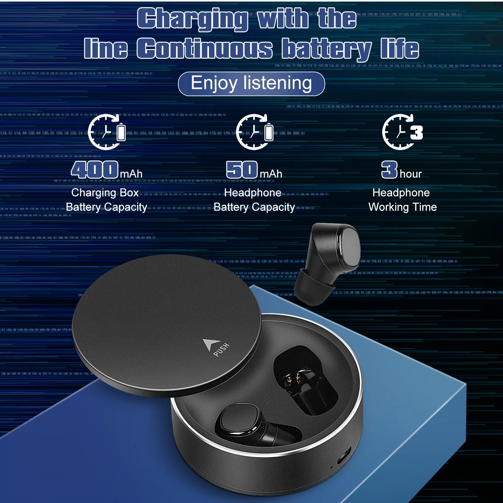 Black True Wireless Earbuds with Mic N31787
