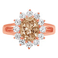Oval Cut Brown Champagne Simulated Diamond Rose Gold Halo Ring S524466