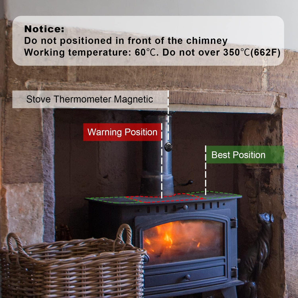 4-Blade Wood Stove Fan with Magnetic Thermometer, Pack of 2 S76899