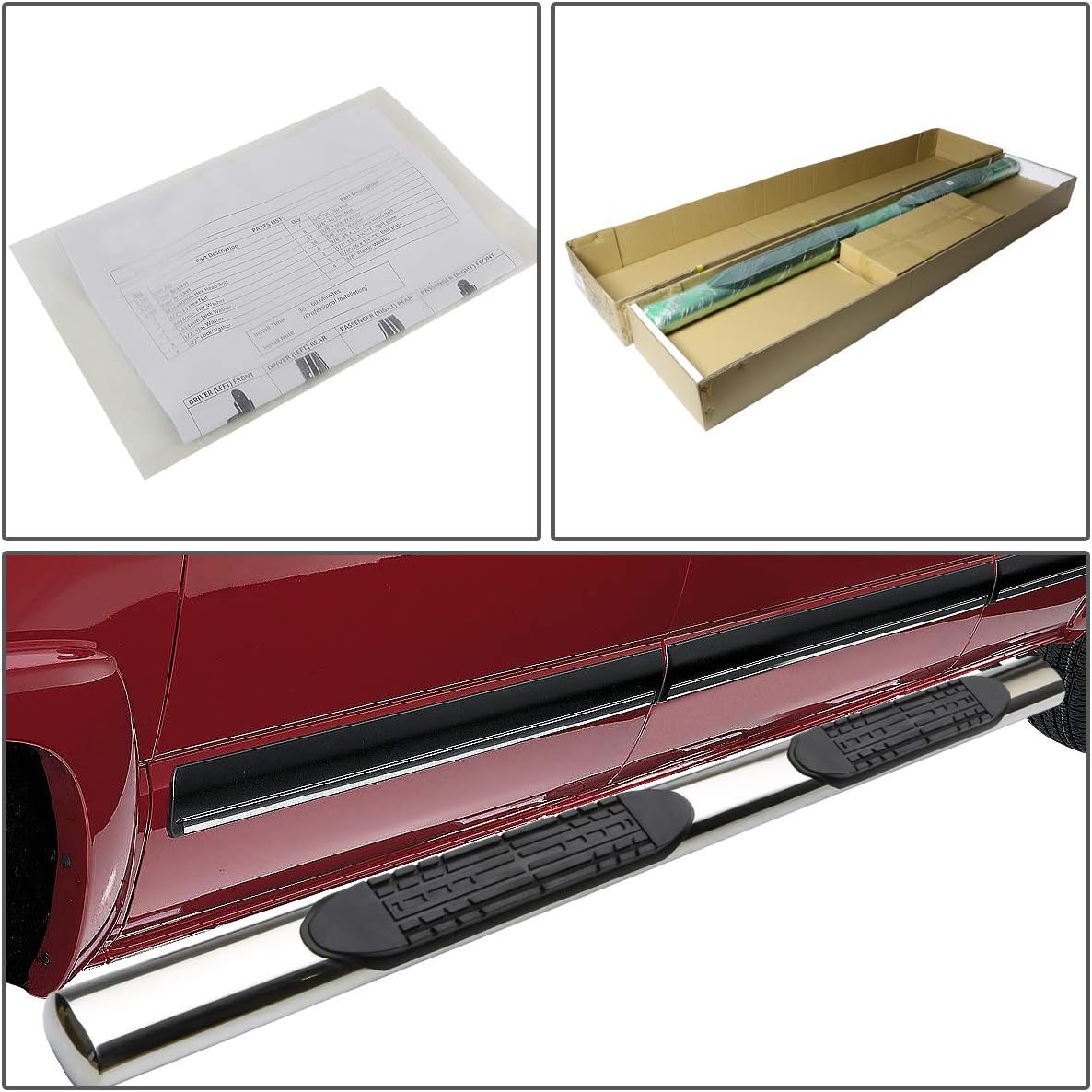Polished Chrome Stainless Steel Side Step Nerf Bar Running Board A727517