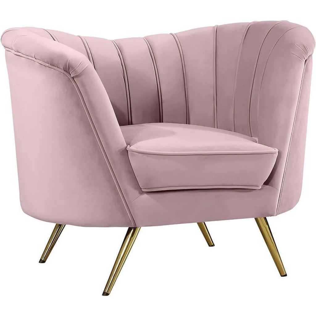3-Piece Set with Accent Chair Loveseat and Sofa in Pink and Gold S131