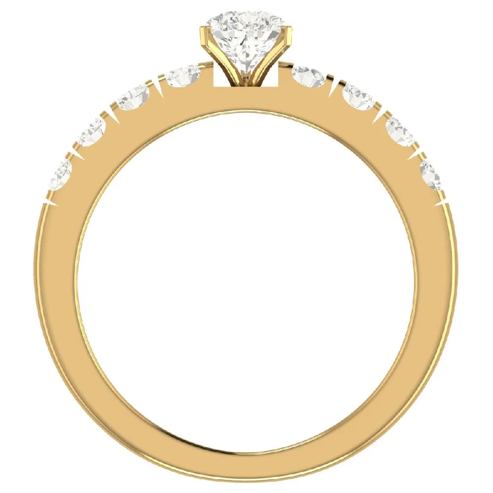 Pear Cut Solitaire Diamond Ring 14K Gold 1.20 Carat F7777