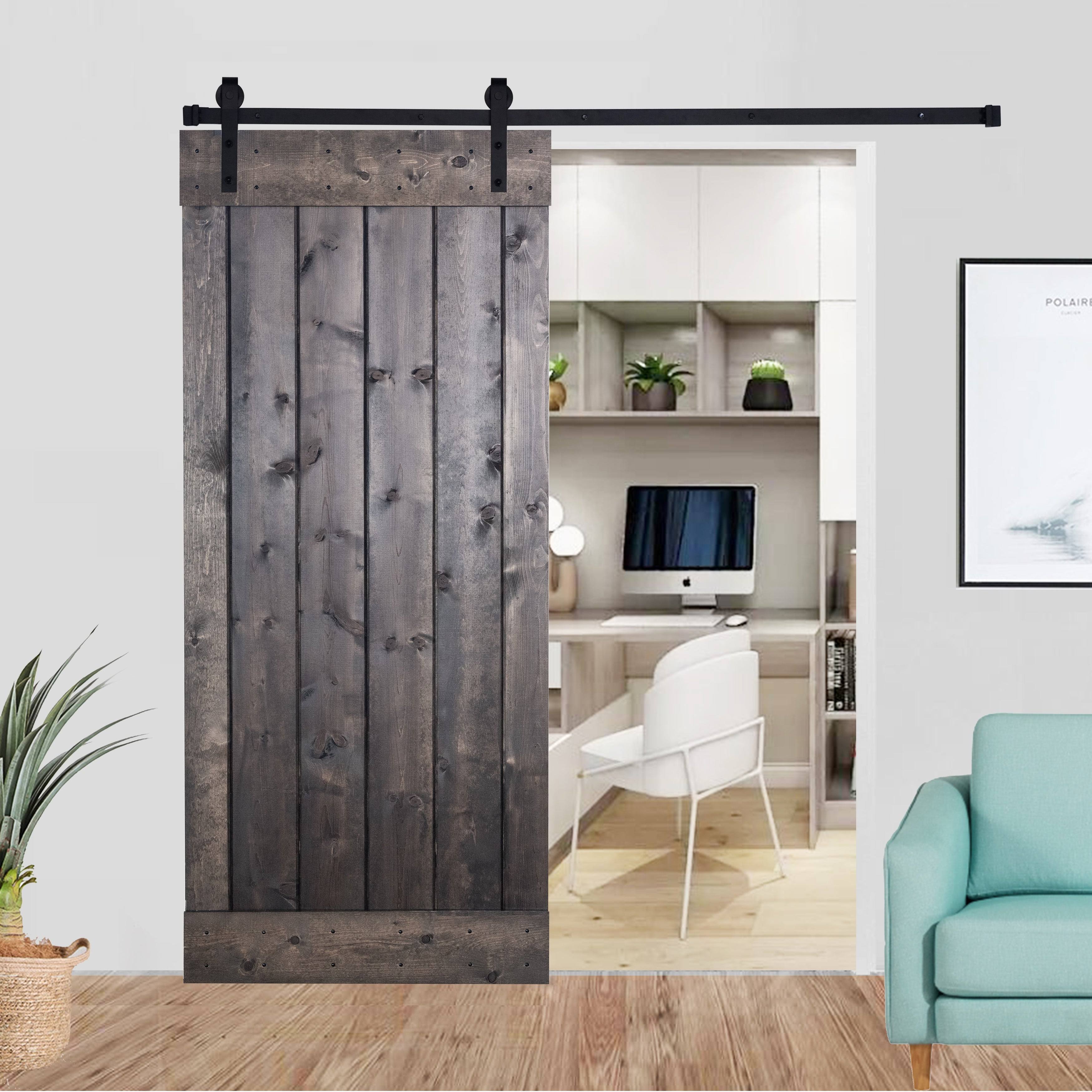 Paneled Wood Barn Door with Installation Hardware Kit P517165