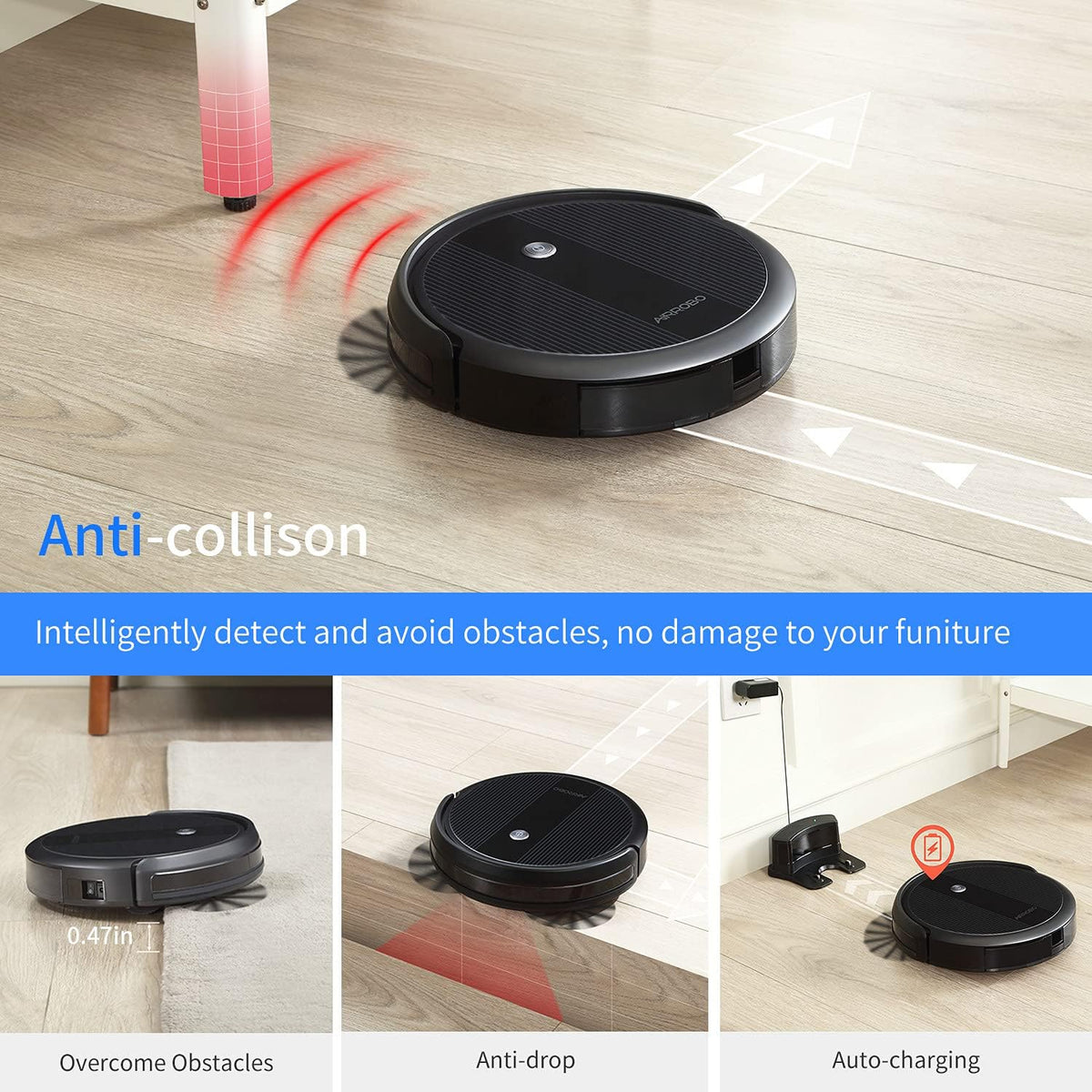 Robot Vacuum Cleaner, 2600Pa Suction, WiFi Connected, Self Charging R130694