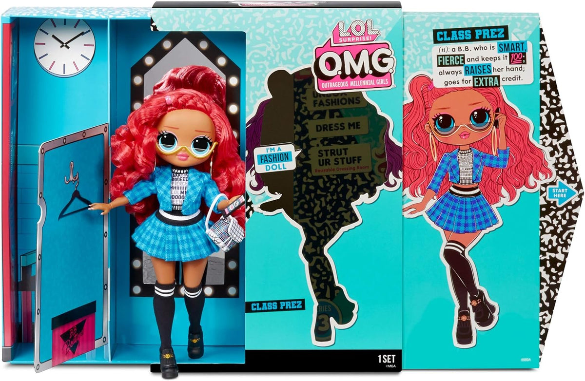Fashion Doll With 20 Surprises Including Doll, Outfit, Shoes, Accessories, Hat, Purse, Hairbrush, Doll Stand, Closet/Dress Room Playset D909