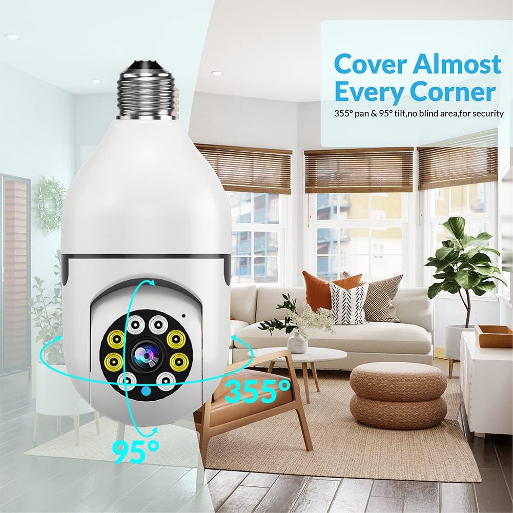 E27 1080P PTZ Smart Security Light Bulb Camera with 2.4GHz 5G WiFi J973031