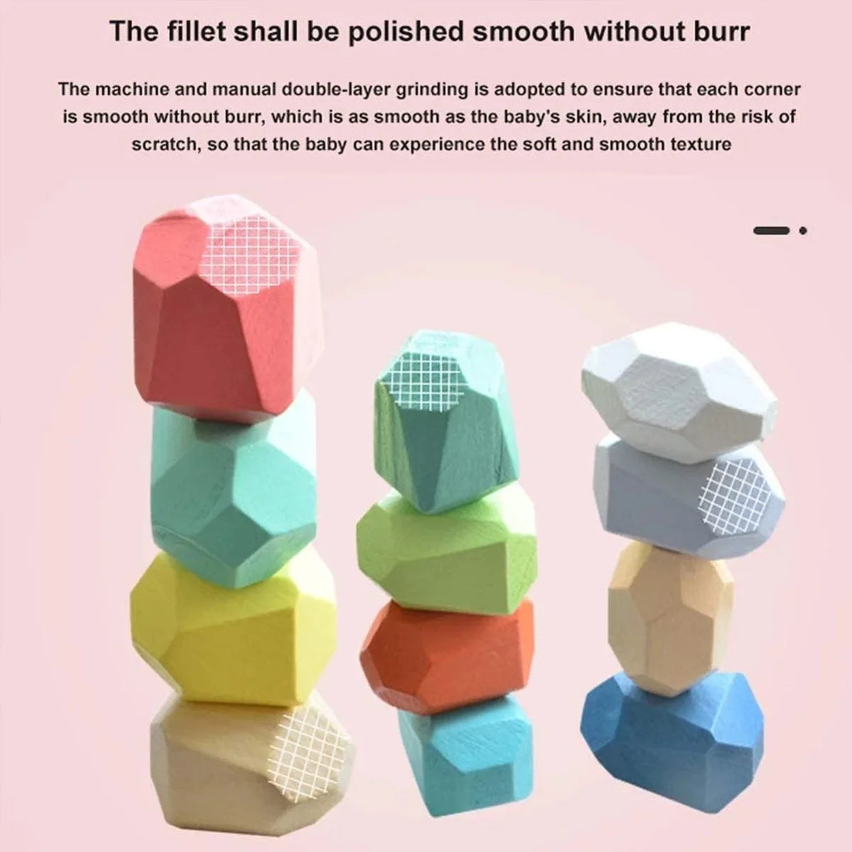 36Pcs Colorful Wooden Stacking Balancing Stones Z18397