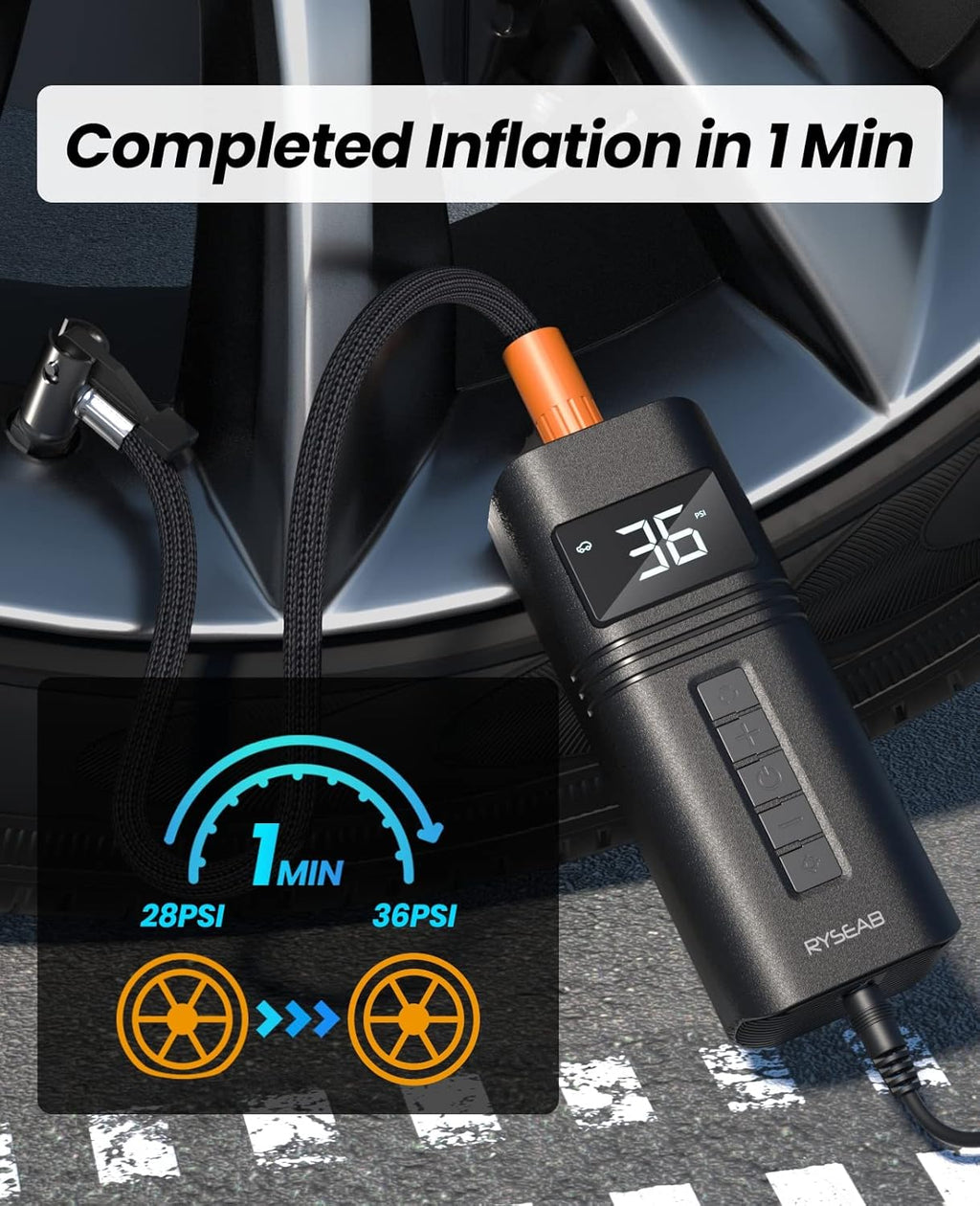 Portable 12V DC Tire Inflator, 150PSI 38L/min, Pack of 2 O896217