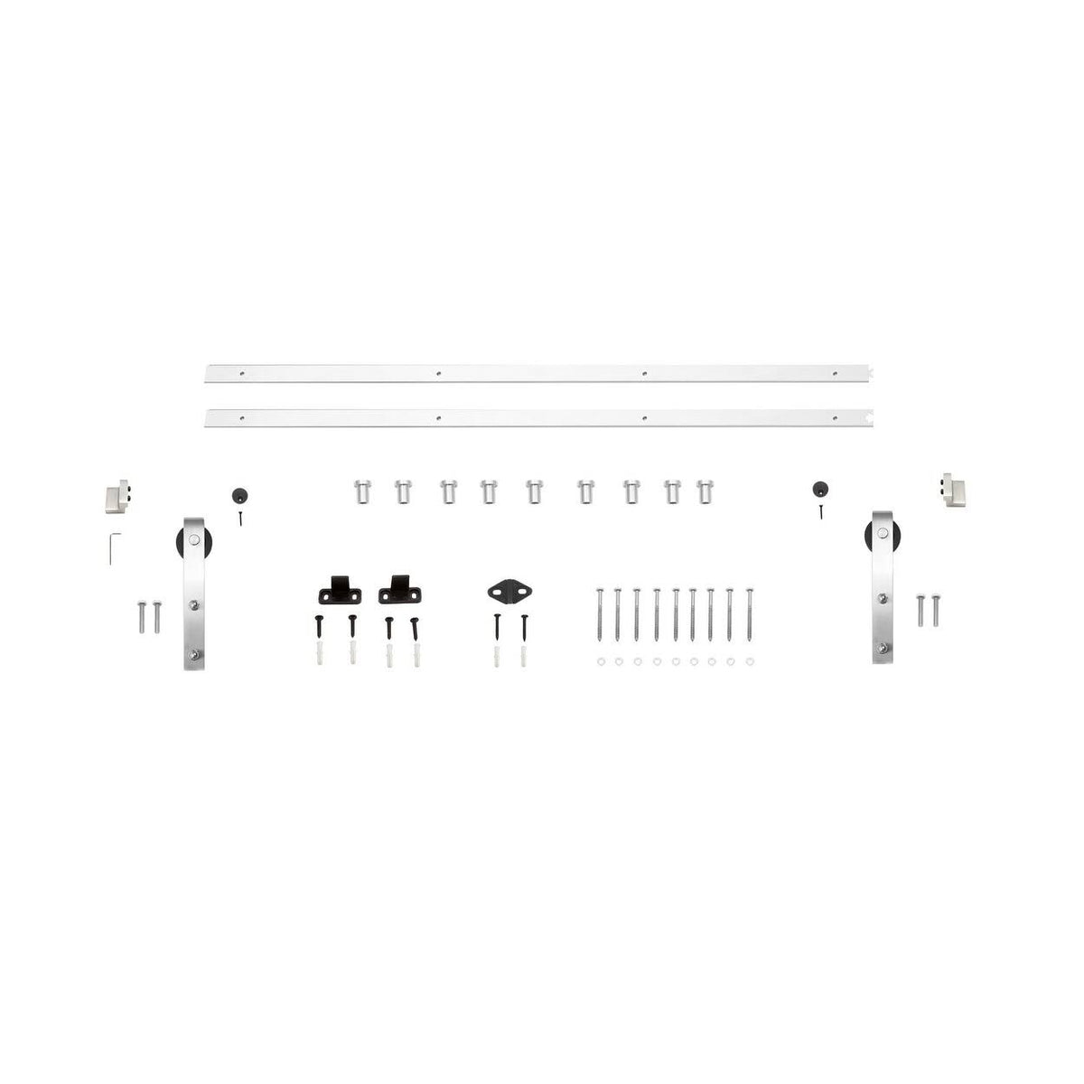 120x22 Bent Strap Barn Door Hardware Kit, Satin Nickel Y37956