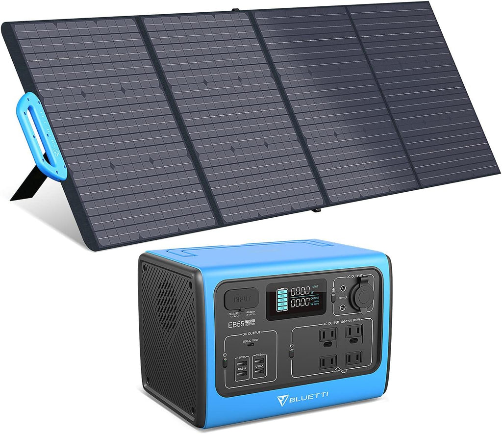 Portable Power Station with 200W Solar Panel, 537Wh Solar Generator with 4 700W AC Outlets, LiFePO4 Battery Backup Camping Gear Q174