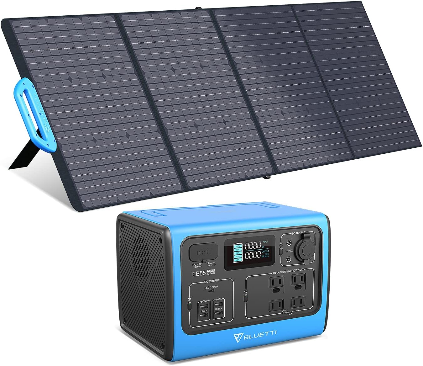 Portable Power Station with 200W Solar Panel, 537Wh Solar Generator with 4 700W AC Outlets, LiFePO4 Battery Backup Camping Gear Q174