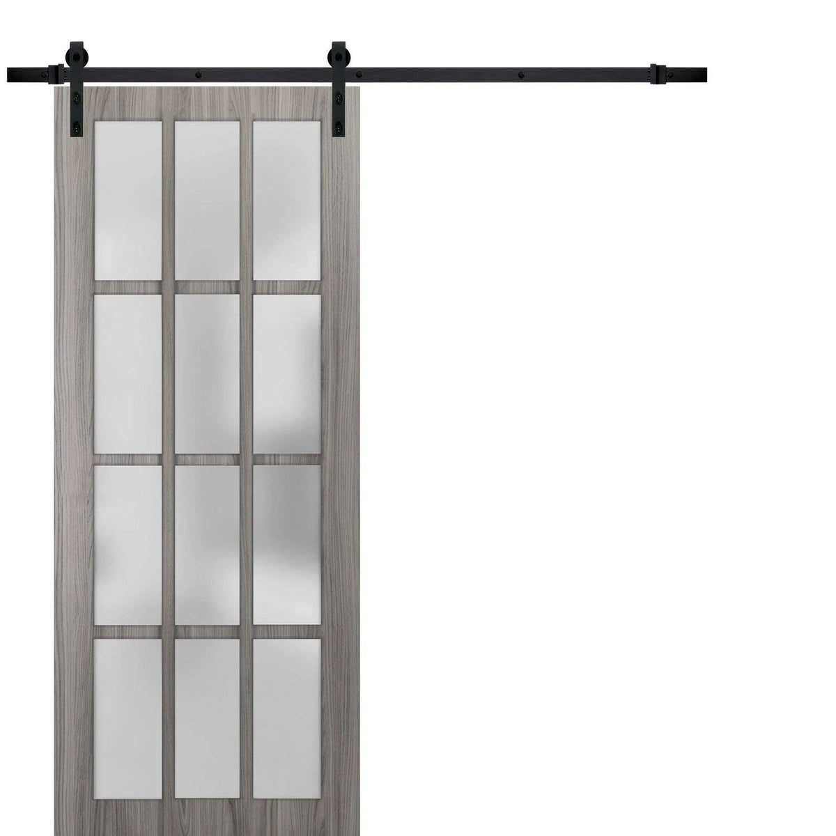 Frosted Glass Barn Door 30 x 80 Inches with Rail Hardware C765