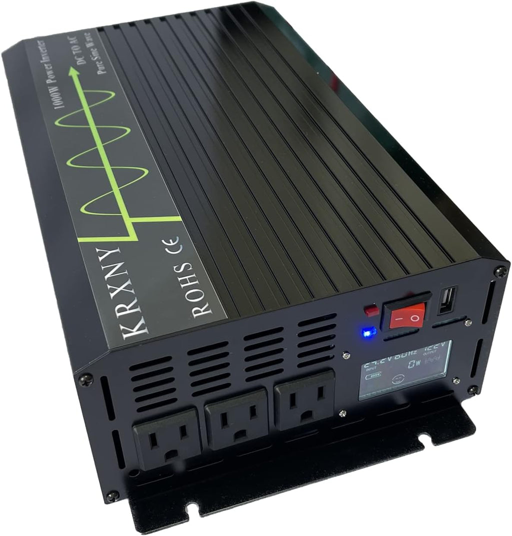 1000W Pure Sine Wave Power Inverter 24V DC to 120V AC 60HZ with USB LCD Display Y749749