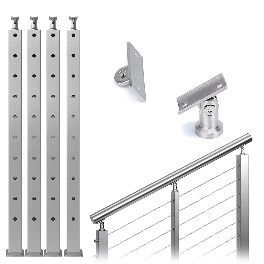 4Pack Stainless Steel Brushed Cable Railing Post Y2750