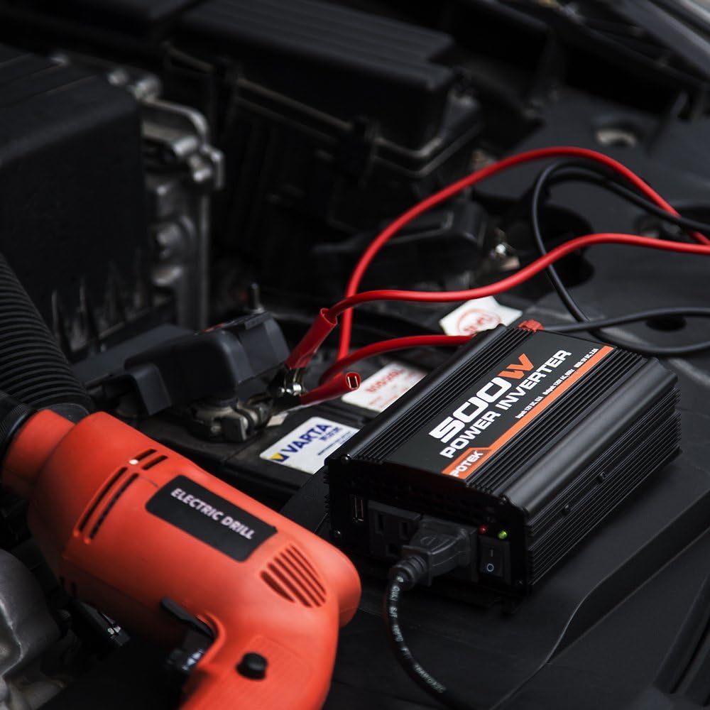 500W Power Inverter DC 12V to AC 110V Dual AC Charging Port and 2A USB Ports Pack of 2 W6592