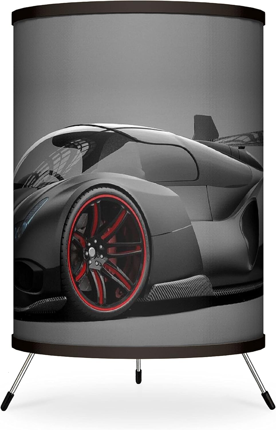 Black Race Car Printed Tripod Table Lamp C115