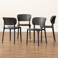 Black Finished Polypropylene Plastic 4-Piece Stackable Dining Chair Set J5588