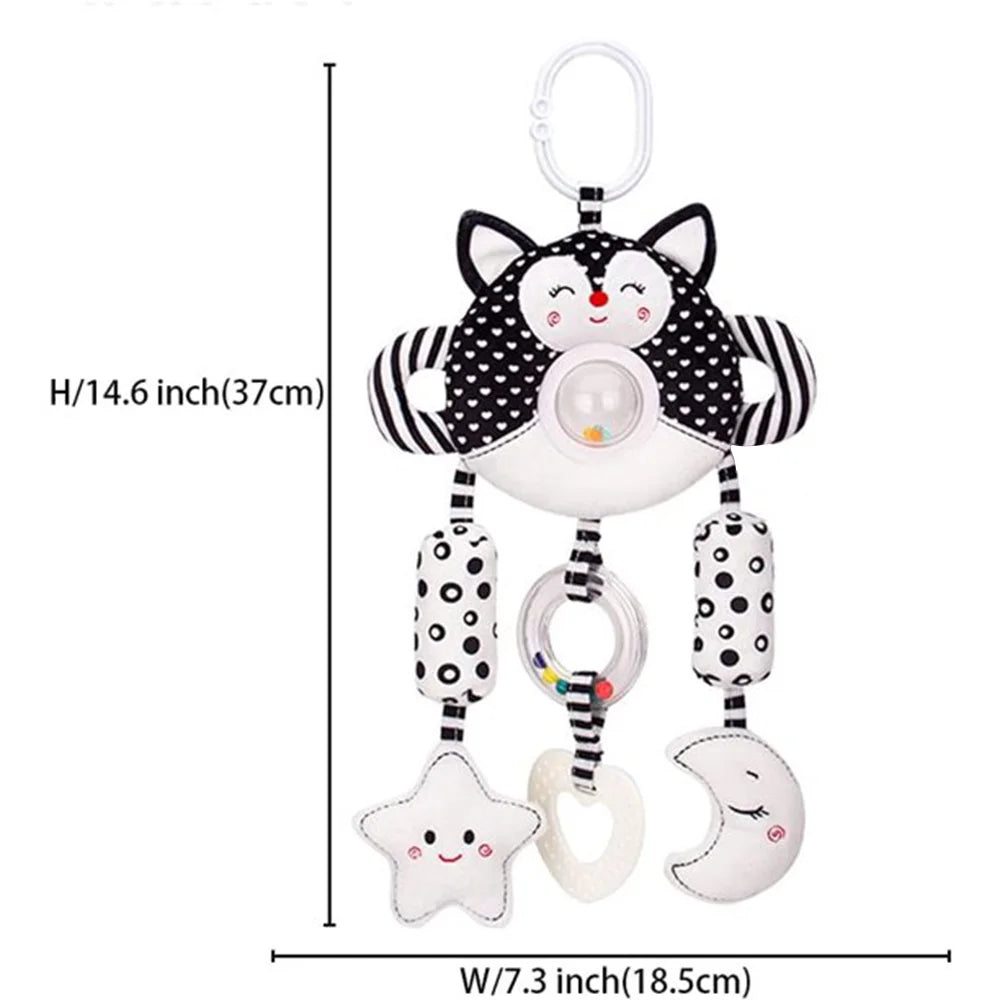 High Contrast Black and White Soft Plush Baby Rattle Toys B753435