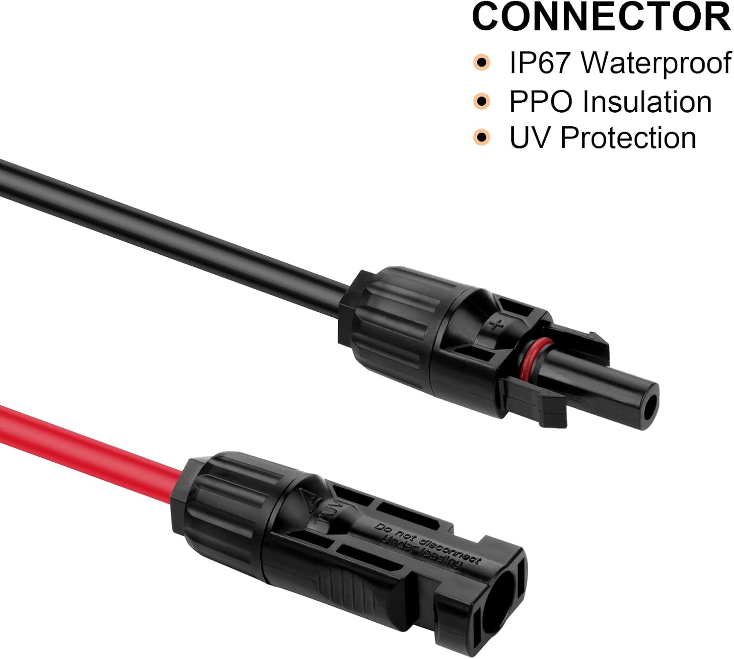 20Ft 10AWG Solar Extension Cable with Female and Male Connector U3468