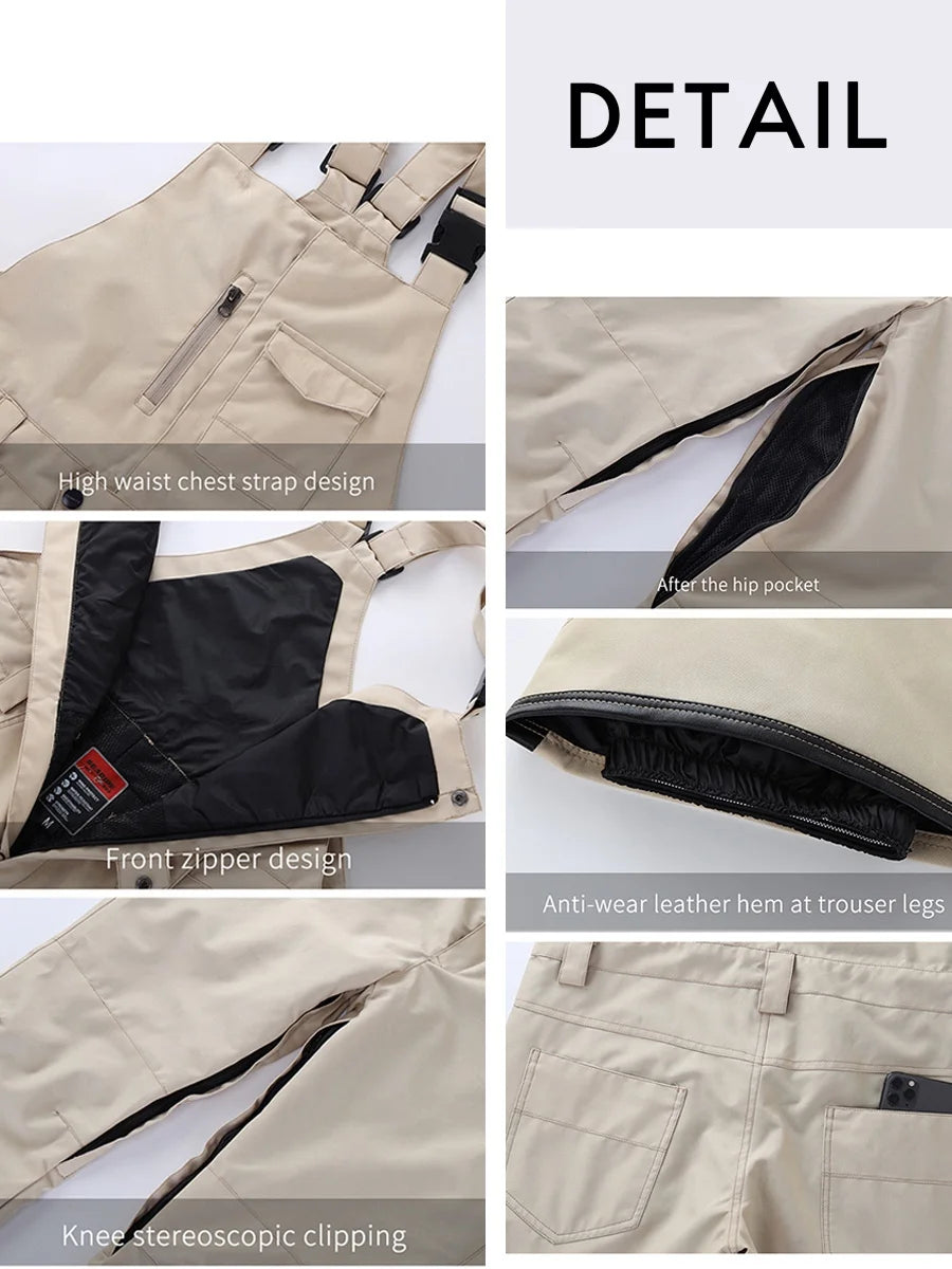 Black Insulated Ski Snow Bib Pants G531