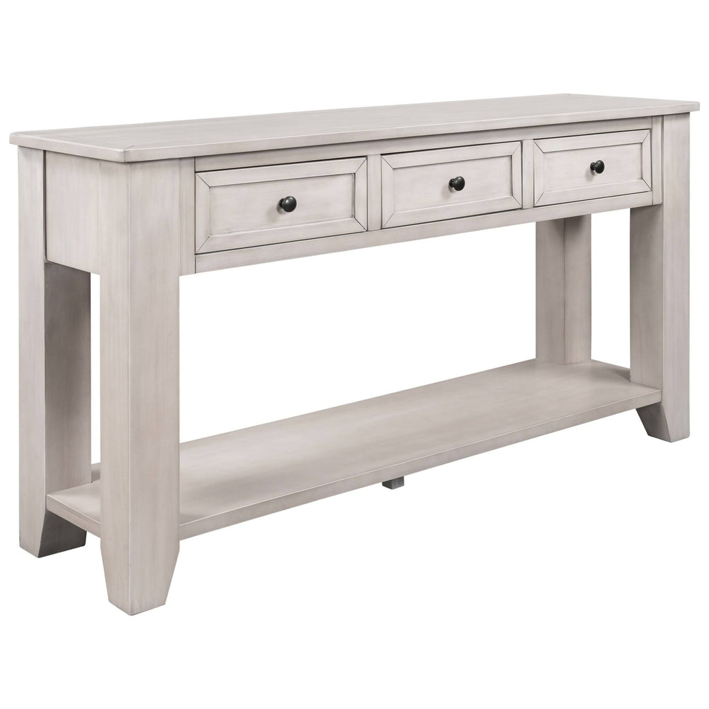 White 3 Drawer Console Table with Shelf Q987