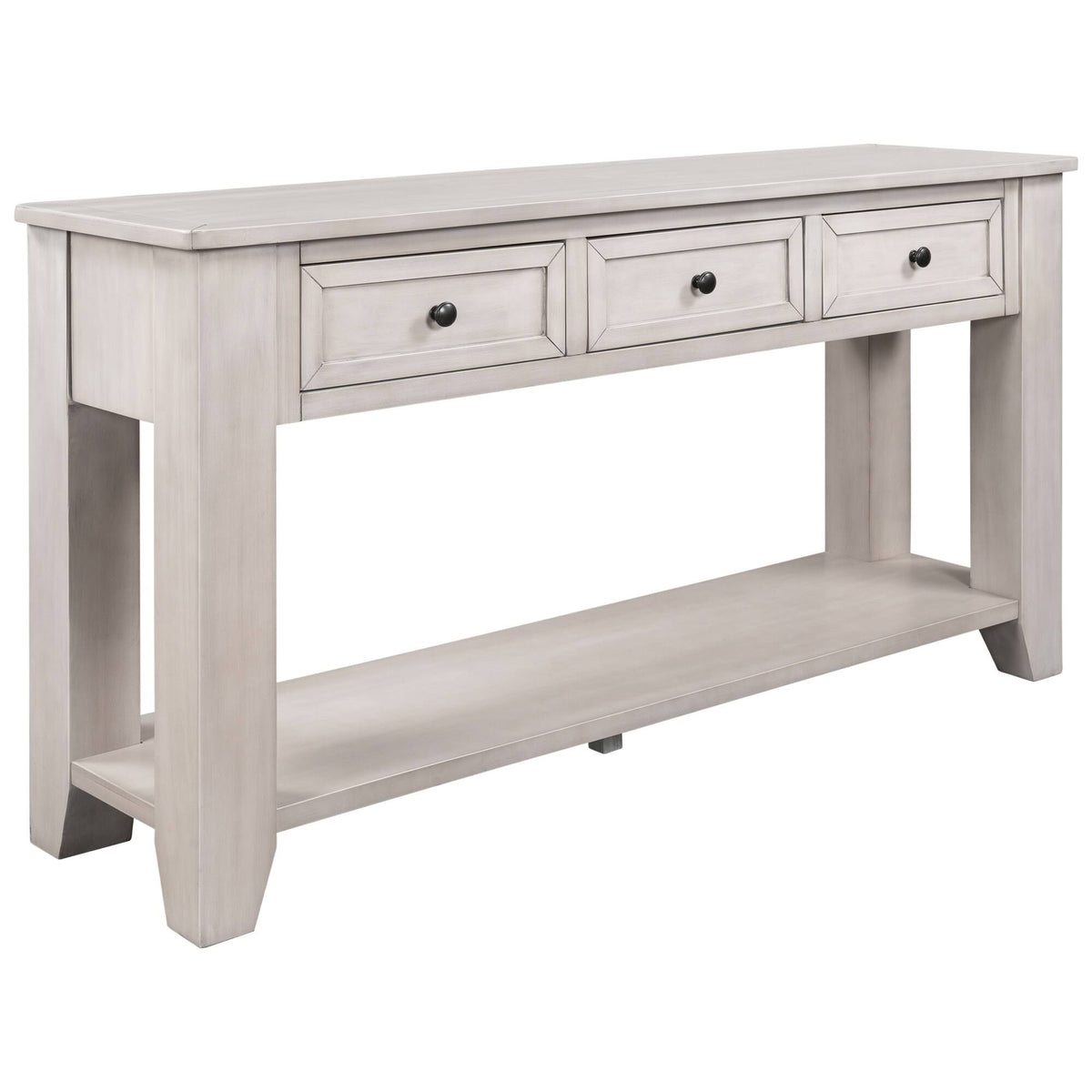 White 3 Drawer Console Table with Shelf Q987