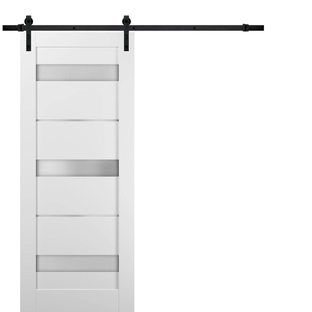 Sliding Barn Door Hardware with Frosted Opaque Glass J2452