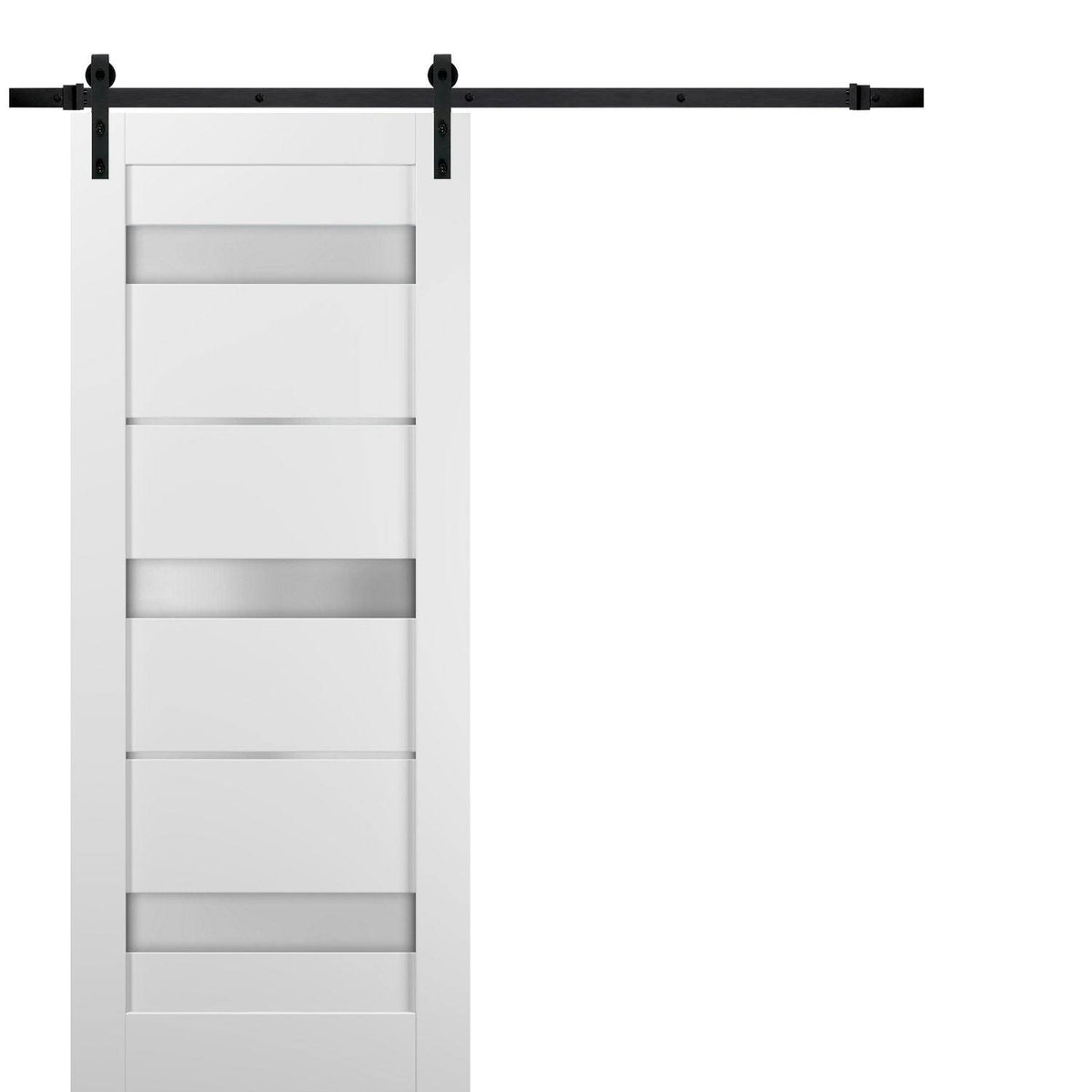 Sliding Barn Door Hardware with Frosted Opaque Glass J2452