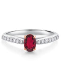 925 Silver 10K Rose Gold Ruby Red Mystic Topaz White Lab Grown Diamond Engagement Ring I405