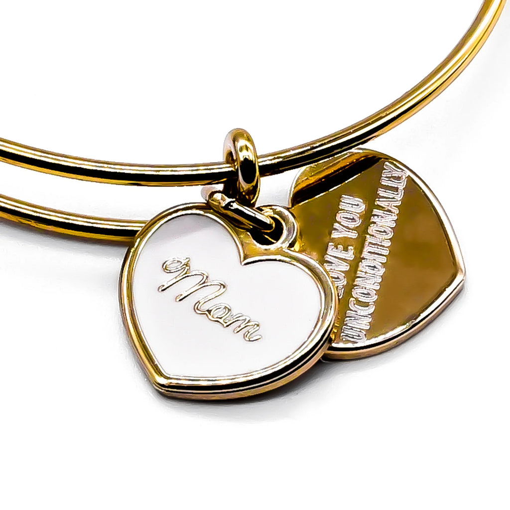 Gold-tone White Pendant Charm Bangle Bracelet G15014