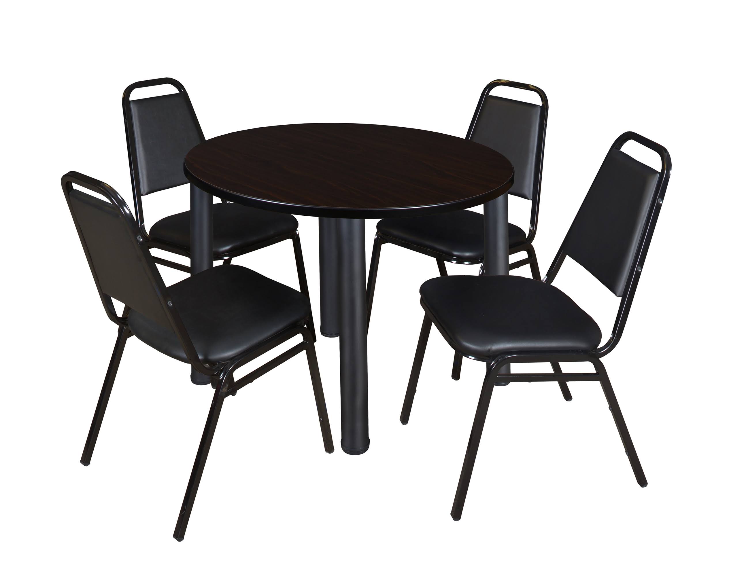 48x22 Round Breakroom Table with 4 Stack Chairs W371
